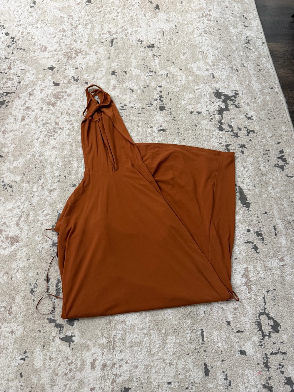 Zara halter neck open back maxi dress in a rust orange color size medium